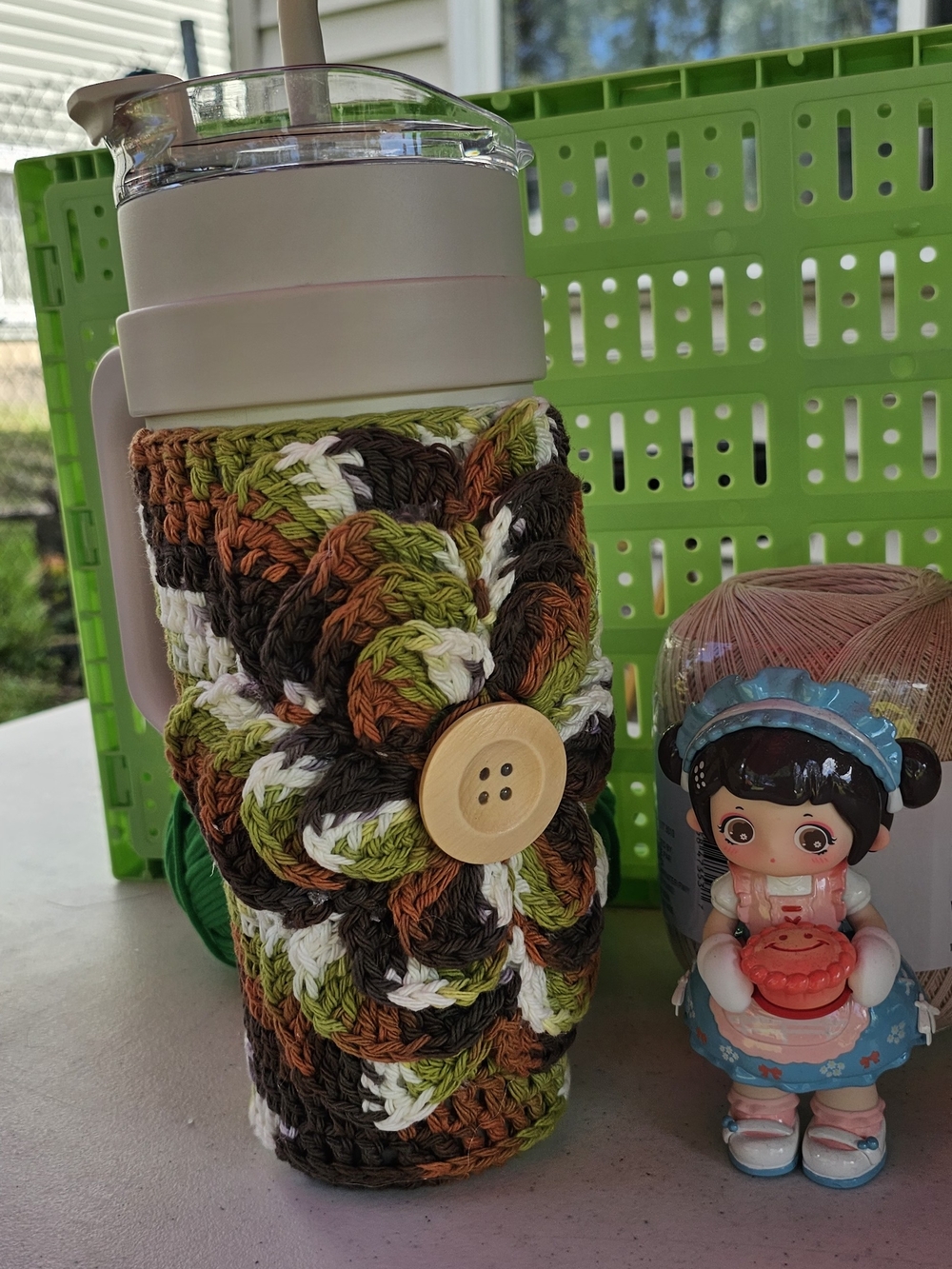 Handmade Multicolor Crochet Tumbler Cozy with Button/ U Can OrderWhat Colorulike